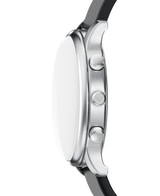 Men's Quartz Chronograph Black Leather Watch, 42mm