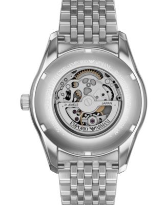 Men's Automatic Three-Hand Silver Stainless Steel Watch, 43mm