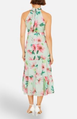 Women's Floral Halter Neck Midi Dress