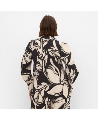 Plus Size Bella Mono Print Long Sleeve Shirt
