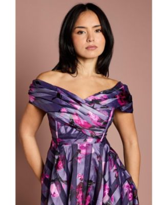 Women's Stripe Organza Midi Dress