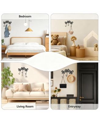 Cast Iron Bow Wall Hooks - Elegant Decor for Entryways & Living Spaces