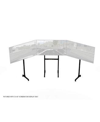 Round Tube Freestanding Triple Monitor Stand, Black