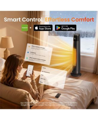 Tower Space Heater for Indoor, 1500W Smart Heaters with APP&Remote Control, PTC Ceramic Electric Heater, Overheat Protection for Office Home
