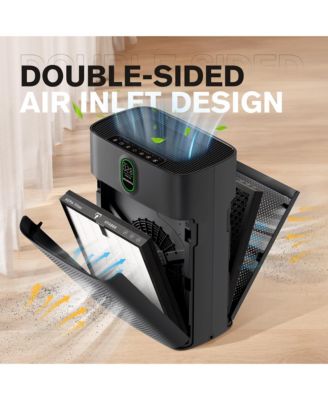 Air Purifier for large rooms up to 1076 sq ft. PM2.5 display, removes 99.97% of pet hair with double-sided air inlet. 24dB quiet, black