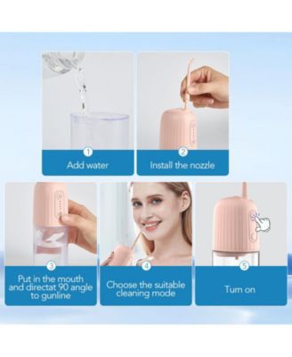 Wireless Water Flosser,200ML Portable Electric Water Dental Flossers,Rechargeable Oral lrrigator for Travel,4 Nozzles 4 Modes,Pink