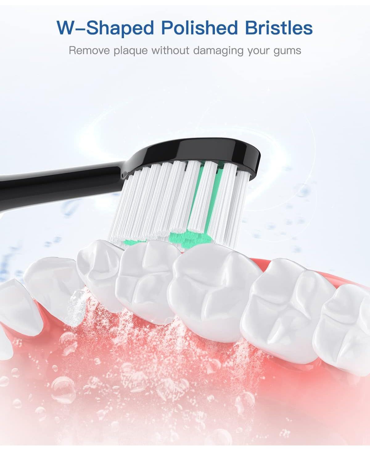 Operan Electric Toothbrush for Adults with 5 Modes, IPX7 Waterproof, 6 Brush Heads, Black