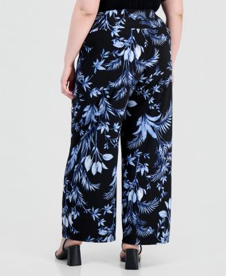 Plus Size High Rise Wide-Leg Pull-On Pants