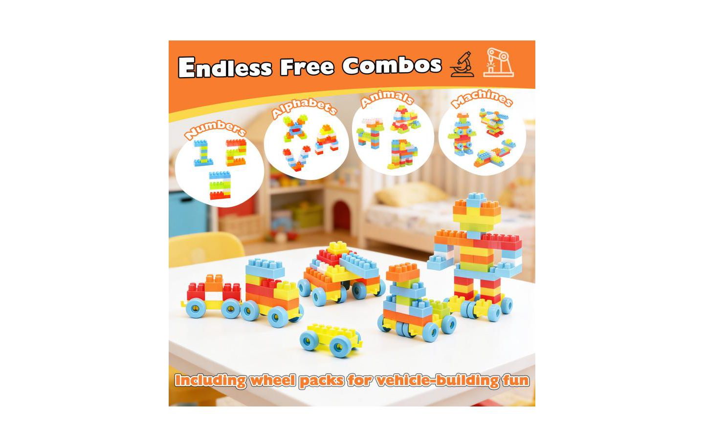 Детские конструкторы Slickblue Stem 150-Piece Building Blocks Set, Ages 3+, цвет: Разноцветный — фото 6