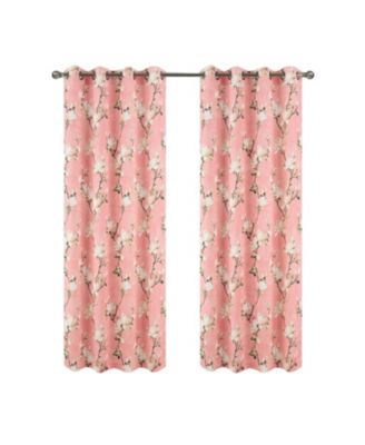 100% Polyester 200 GSM Blossom Printed Blackout Grommet Curtain Panel 54" x 90" Blush