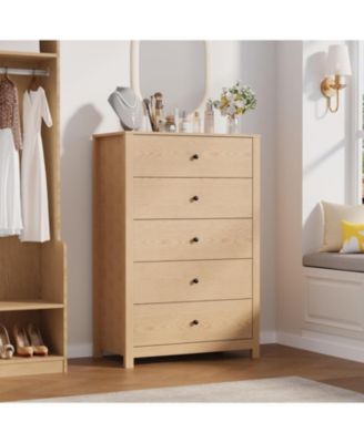 5 Drawer Dresser for Bedroom – Modern Simply Chest of Drawers, Wood Storage Dresser with Deep Drawers for Living Room, Hallway, Entryway