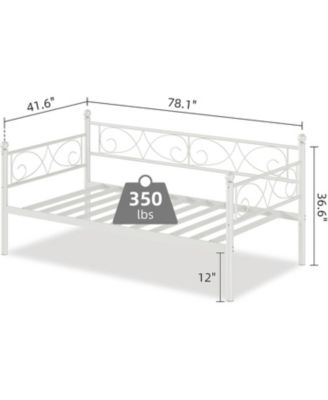 Twin Size Daybed Frame, Metal Sofa Bed Frame, Heavy Duty Metal Slats, Day Bed for Living Room, Bedroom, Guest Room, Space Saving