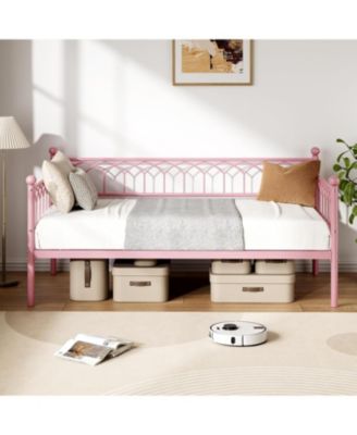 Twin Size Daybed, Sofa Bed Frame with Metal Steel Slat Support, Heavy Duty Metal Bed Frame, Space Saving, Easy Assembly, for Small Spaces