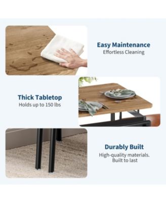 5 Piece Dining Table Set for 4, Wooden Table with PU Upholstered Chairs, Modern Metal Frame Dinette Set for Dining Room and Home