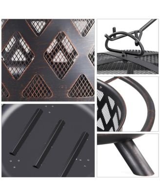 Rounded Outdoor Iron Fire Pit Wood Burning Heating for Bonfire