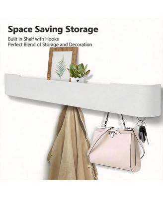 Solid Wood Wall Rack with 8 Hooks for Home Decor and Storage