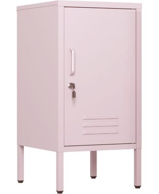 Metal Locker Nightstand with Door & Shelf, Modern Steel Bedside Cabinet, Lockable Single Door, Easy Assembly