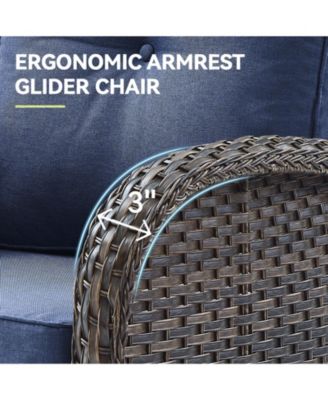 4-Piece Brown Wicker Patio Conversation Set with Olefin Cushion and Patio Swivel Chairs