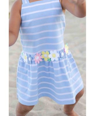 Baby Girl Stripe Knit Dress With Flowers