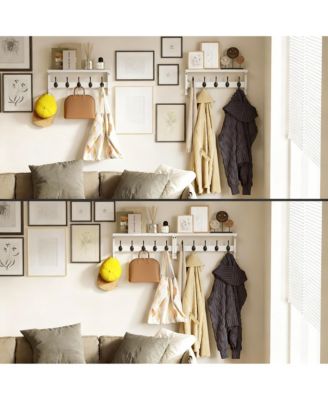 Solid Pine Wood Wall Coat Rack with Hooks for Entryway, Living Room, Bathroom, Bedroom