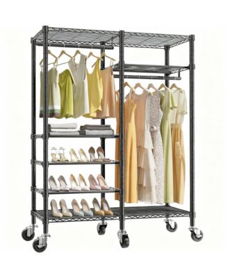 Heavy Duty Metal Garment Rack - 620lb Capacity, 6 Tiers, Adjustable Shelves, Lockable Wheels, Easy Assembly