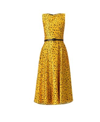 Women's Polka Dot A-Line Midi Dress