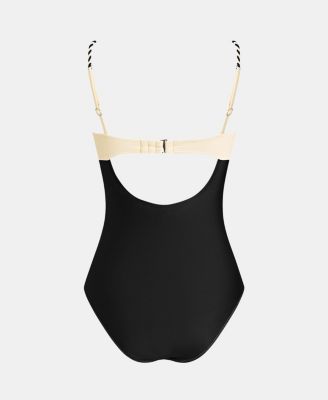 Women's Underwire Ruched Colorblock One-Piece Swimsuit