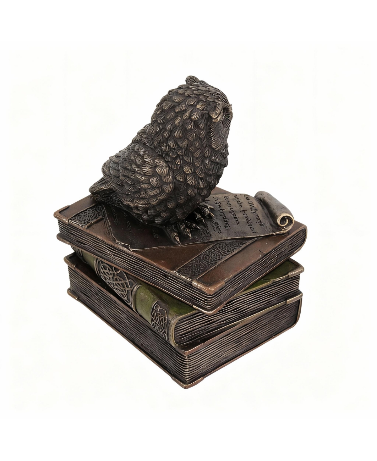 Yigii Bronzed Owl Trinket Box, 4.5x4x3.5in, Cold Cast Resin