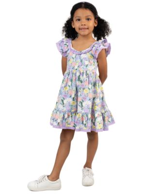 Girls' 2T-6X Peri Printed Square Neck Dress