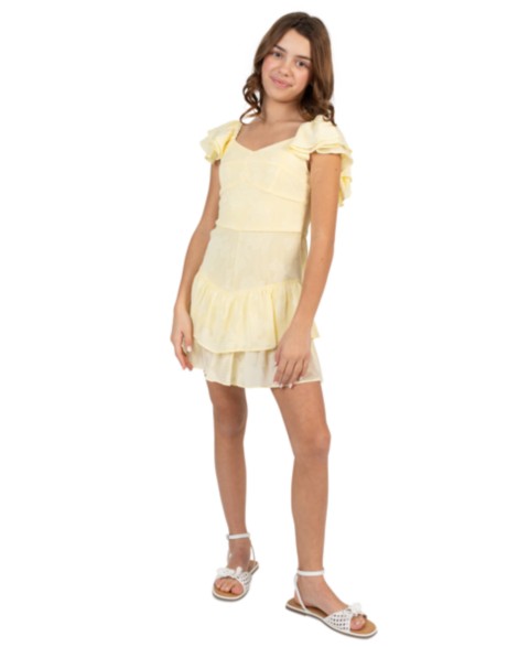 Платья Rare Editions Girls' 7-16 Organza Flutter-Sleeve Sweetheart Dress