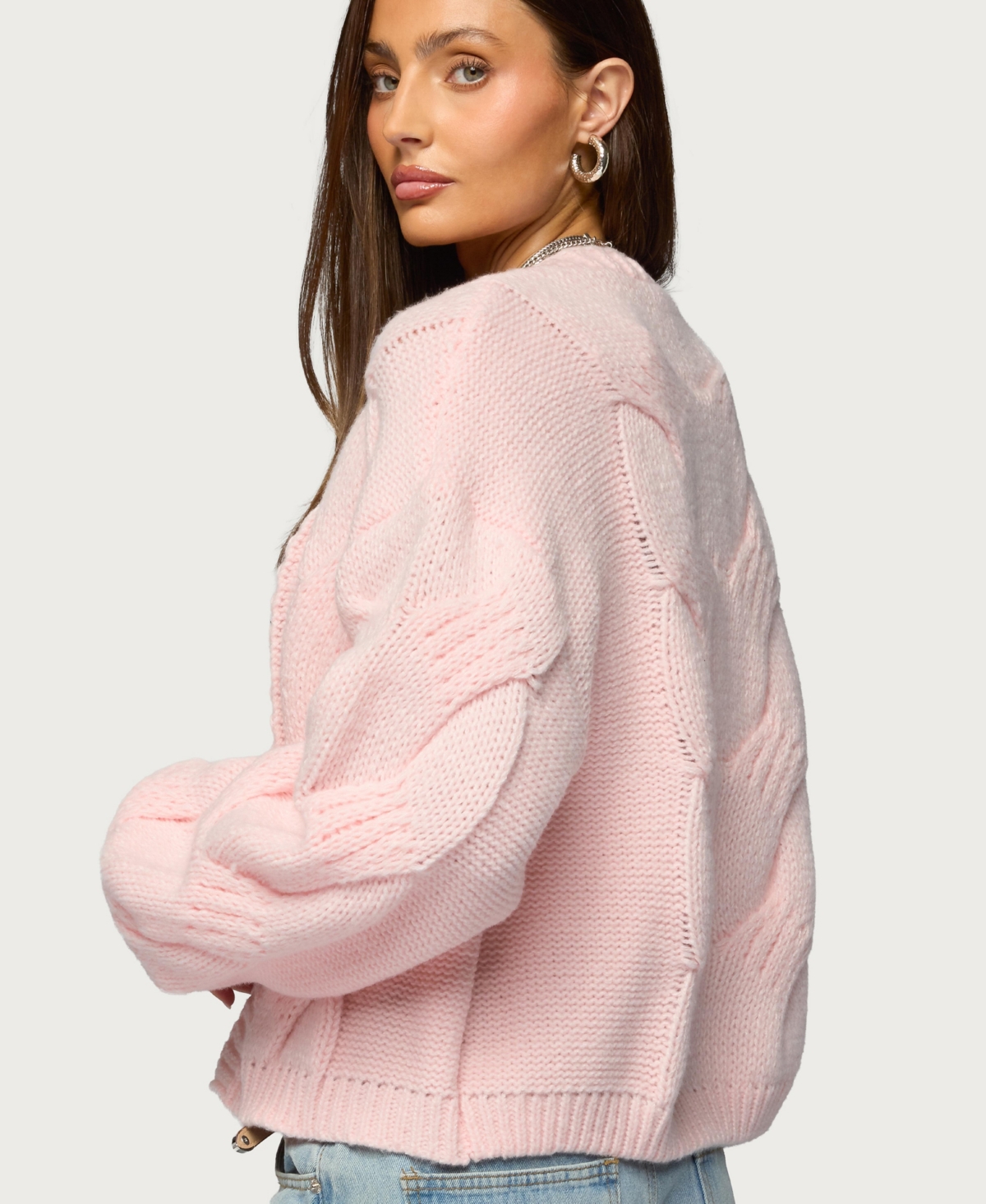 Edikted Women's Braiden Chunky Cable Knit Cardigan