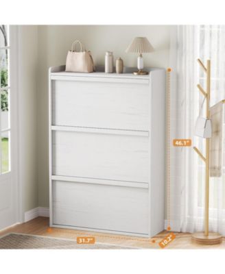 Wooden Shoe Cabinet with 3 Flip Drawers – Adjustable Shelf Shoe Organizer, Hidden Freestanding Shoe Storage for Entryway, Hallway, Living Room