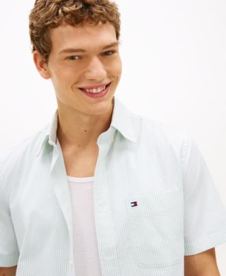 Men's Striped Short-Sleeve Oxford Shirt