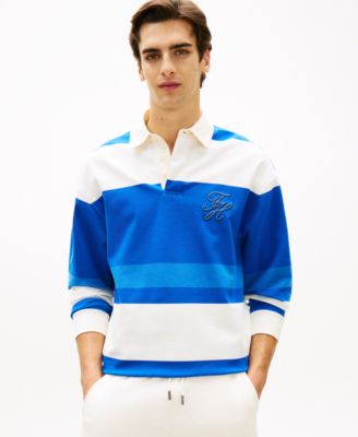 Men's Relaxed-Fit Stripe Rugby Polo Shirt