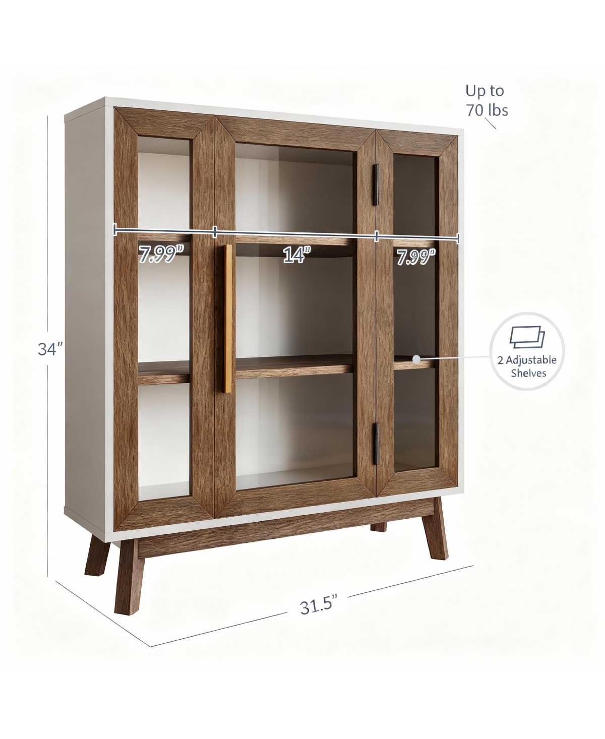 Yigii Console Table with Glass Doors
