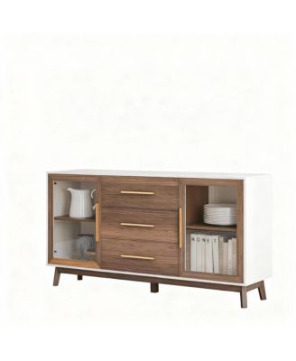 Console Table with Glass Doors