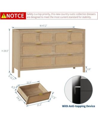 6 Drawer Dresser with Charging Station, Mid Century Modern Wooden Chest for Bedroom Living Room Entryway