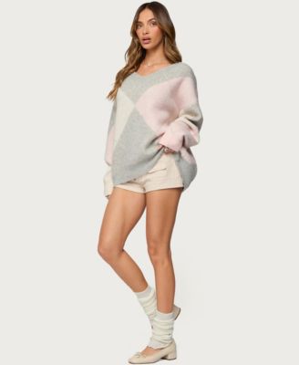 Women's Elda Oversized Argyle Sweater