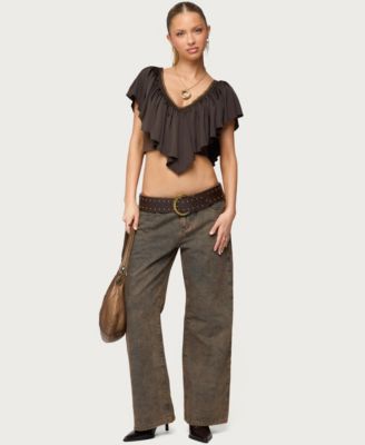 Women's Deena Ruffled V Neck Top