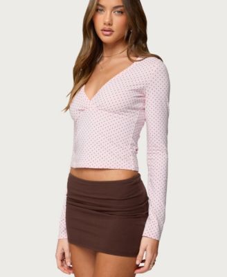 Women's Kianah Polka Dot V Neck T Shirt