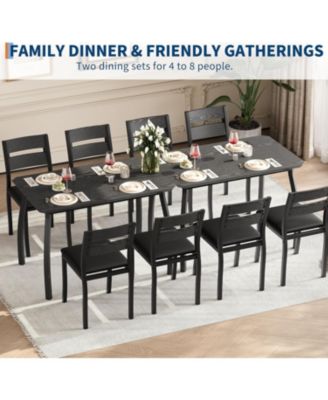 5Pcs Dining Table Set for 4, Space-Saving Kitchen Table with Upholstered Chairs, Modern Angled Corner Design, Compact Dinner Set