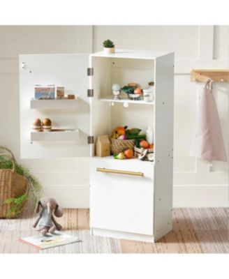 Play Kitchen Accessories – Play Kitchen Fridge: Wooden Cabinet Refrigerator for Kids