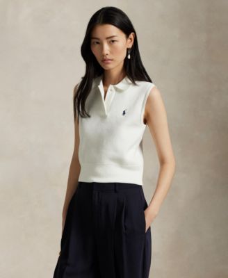 Women's Ribbed Collar Sleeveless Sweater