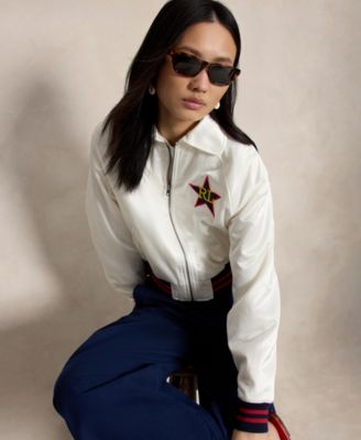 Women's Spread Collar Long-Sleeve Bomber Jacket
