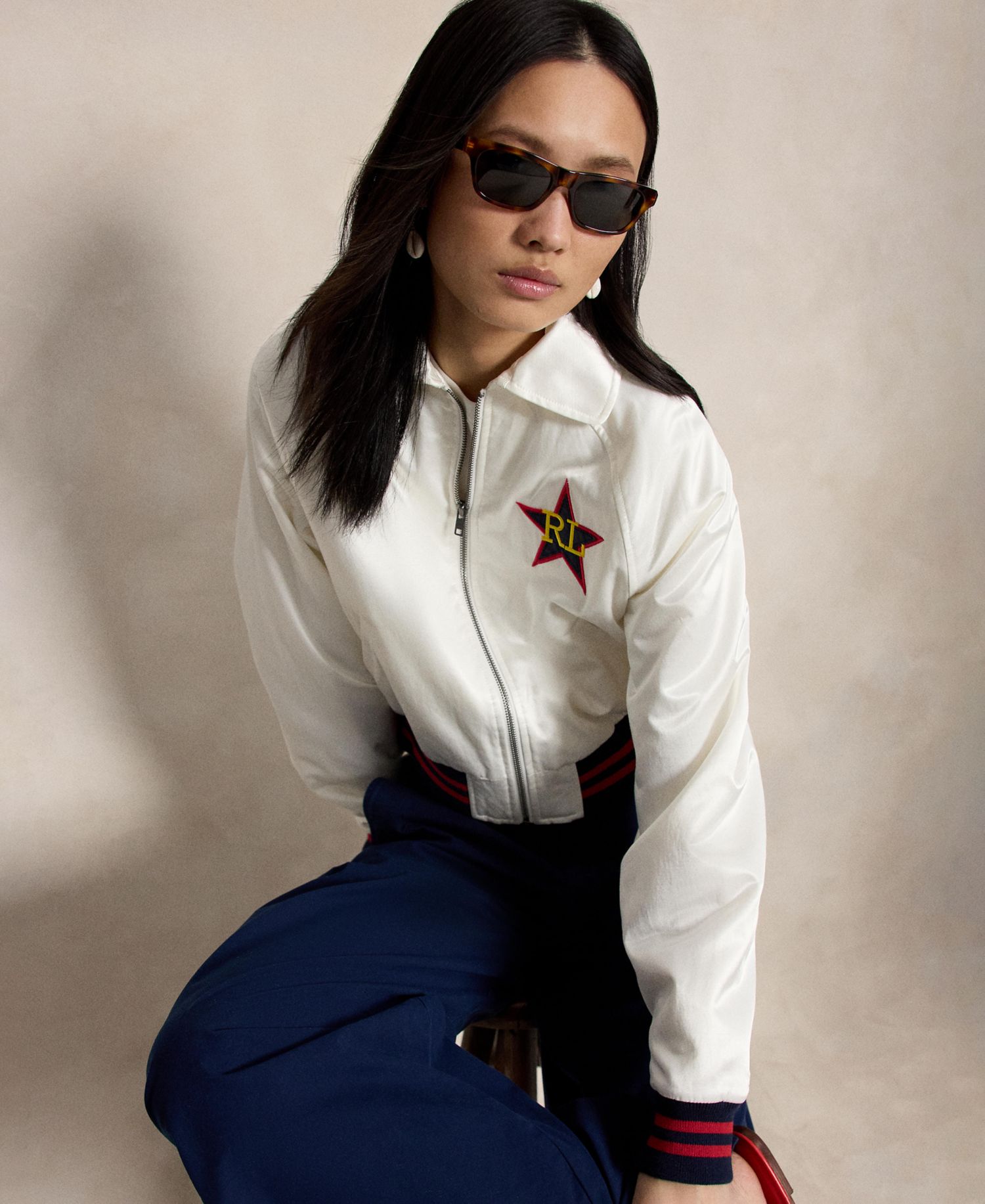 Women's Spread Collar Long-Sleeve Bomber Jacket