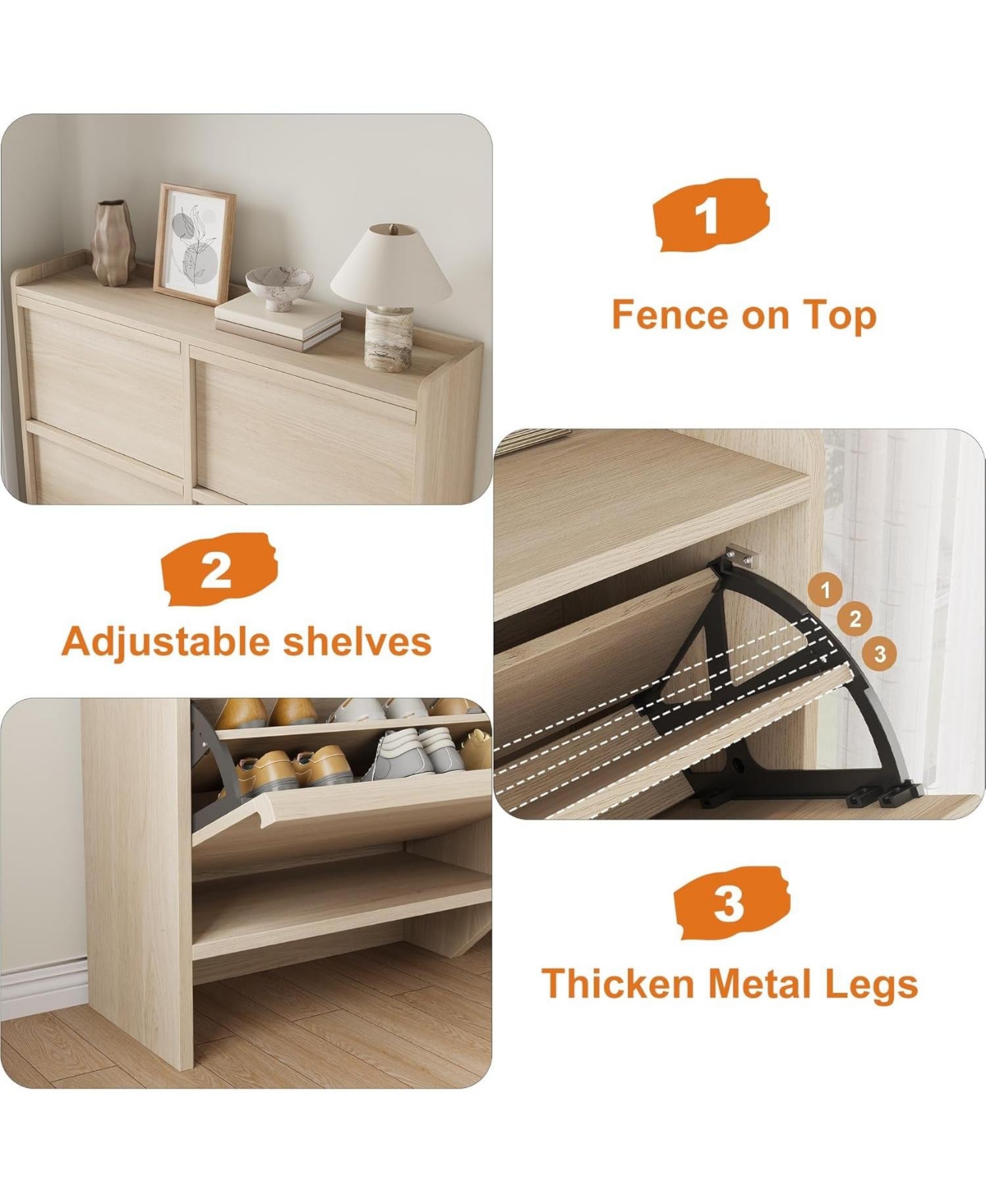 gaomon Wooden Shoe Cabinet with Flip Drawers – Adjustable Shelf Shoe Organizer, Hidden Freestanding Shoe Storage for Entryway, Hallway