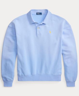 Women's Lightweight Fleece Long-Sleeve Polo Sweatshirt