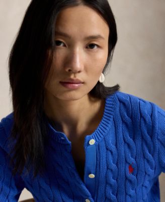 Women's Cable-Knit Cotton Short-Sleeve Cardigan