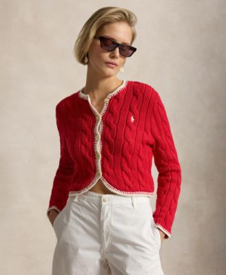 Women's Crewneck Buttoned Placket Cropped Cardigan