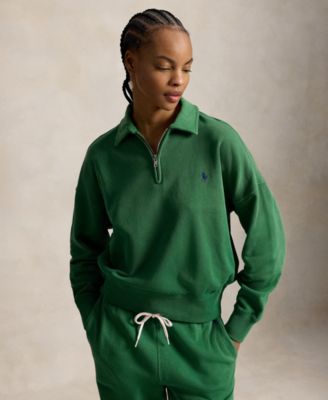 Women's Spread Collar Long-Sleeve Quarter-Zip Sweatshirt